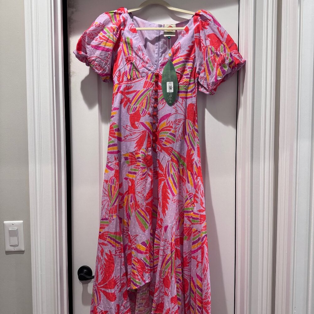 Farm Rio Lilac Color Birds Midi Dress